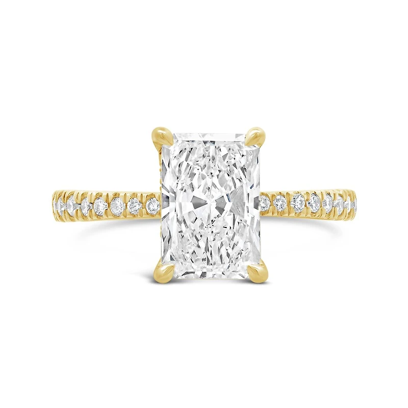 New Brilliance Lab Grown 2.75CTW Radiant Diamond Ring in 14K Yellow Gold