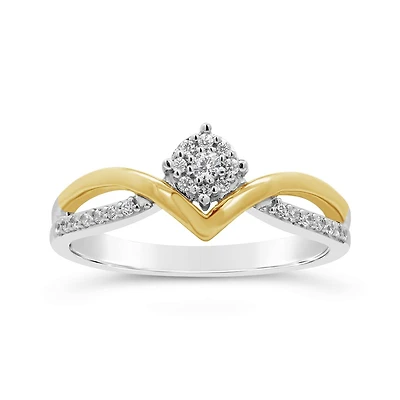 0.14CTW Diamond Fashion Ring in Sterling Silver & 10K Yellow Gold