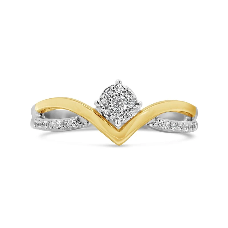 0.14CTW Diamond Fashion Ring in Sterling Silver & 10K Yellow Gold