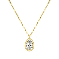 New Brilliance Lab Grown 1.00CT Pear Shaped Diamond Pendant in 10K Yellow Gold
