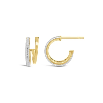10K Two-Tone Gold Double Hoop Earrings