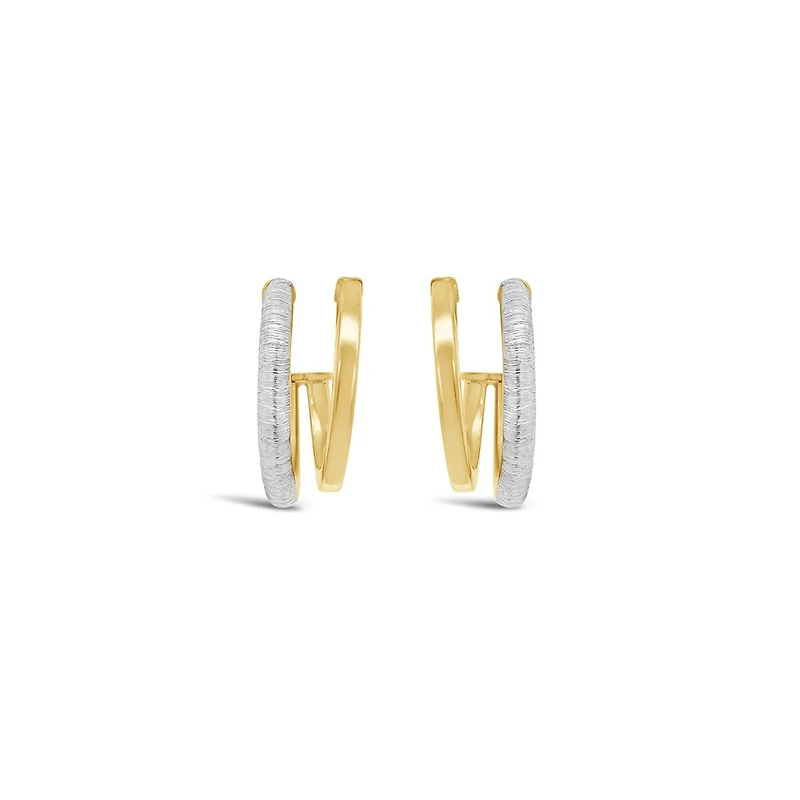 10K Two-Tone Gold Double Hoop Earrings