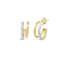 10K Two-Tone Gold Double Hoop Earrings