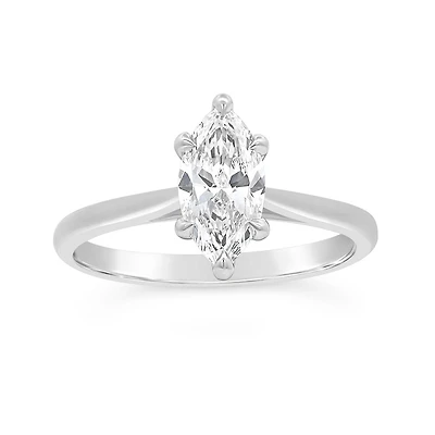 New Brilliance Lab Grown 1.00CT Marquise Shaped Diamond Ring in 14K White Gold