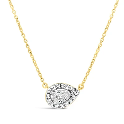 New Brilliance Lab Grown 0.45CTW Pear Diamond Necklace in 10K Yellow Gold