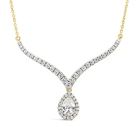 New Brilliance Lab Grown 1.20CTW Pear Diamond Necklace in 10K Yellow Gold