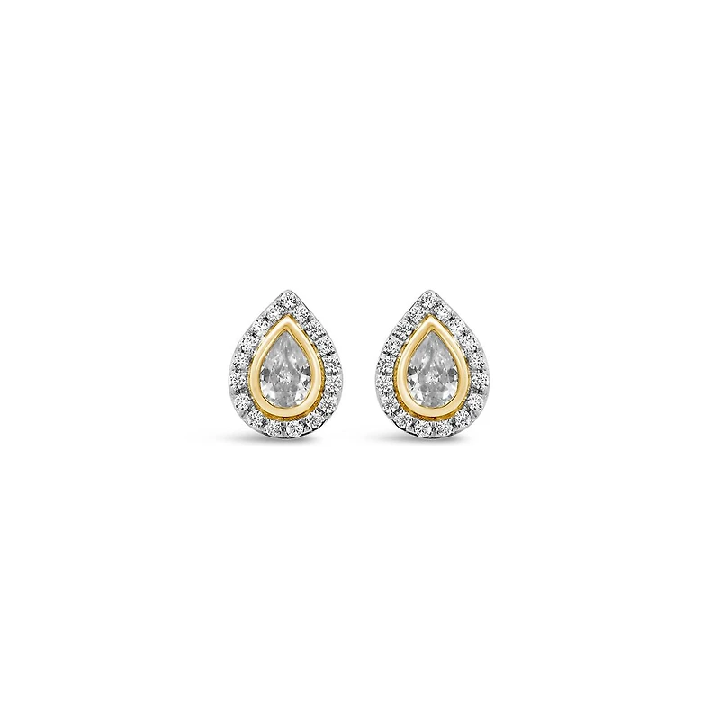New Brilliance Lab Grown 0.70CTW Pear Diamond Stud Earrings in 10K Yellow Gold