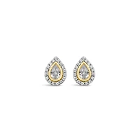New Brilliance Lab Grown 0.70CTW Pear Diamond Stud Earrings in 10K Yellow Gold