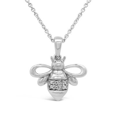 Diamond Addiction Bee Pendant in Sterling Silver