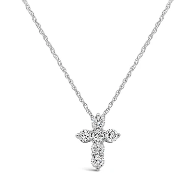 New Brilliance Lab Grown 1.00CTW Diamond Cross Pendant in 10K White Gold