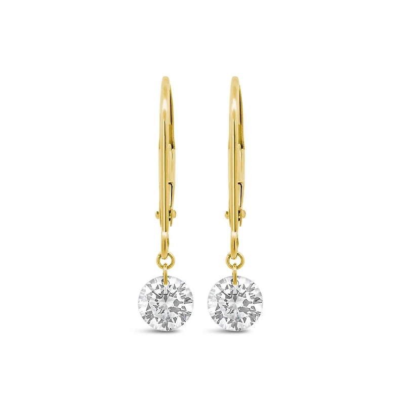 Pierced by Light Lab Grown 1.00CTW Diamond Dangle Earrings in 10K Yellow Gold