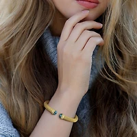 Julianna B Yellow Plated Sterling Silver Created Turquoise & CZ Bangle