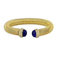 Julianna B Yellow Plated Sterling Silver Lapis Lazuli & CZ Bangle