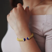 Julianna B Yellow Plated Sterling Silver Lapis Lazuli & CZ Bangle
