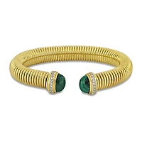 Julianna B Yellow Plated Sterling Silver Malachite & CZ Bangle