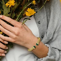 Julianna B Yellow Plated Sterling Silver Malachite & CZ Bangle