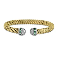 Julianna B Yellow Plated Sterling Silver Green & White Cubic Zirconia Bangle