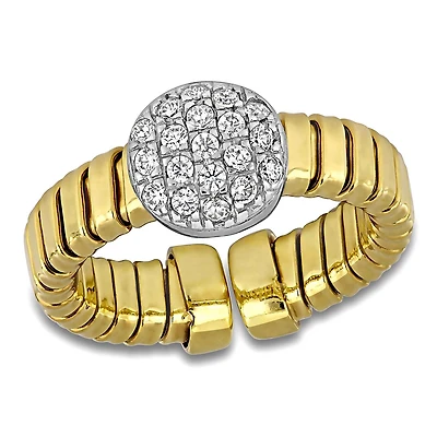 Julianna B Yellow Plated Sterling Silver Cubic Zirconia Stretch Ring