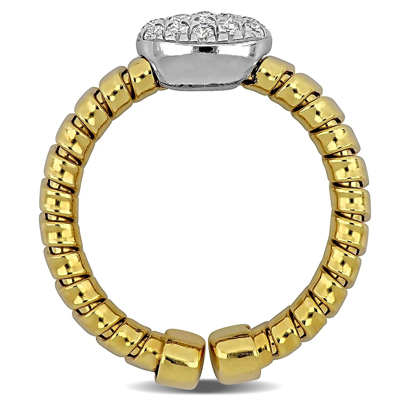 Julianna B Yellow Plated Sterling Silver Cubic Zirconia Stretch Ring