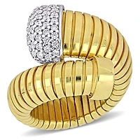 Julianna B Yellow Plated Sterling Silver Cubic Zirconia Stretch Ring