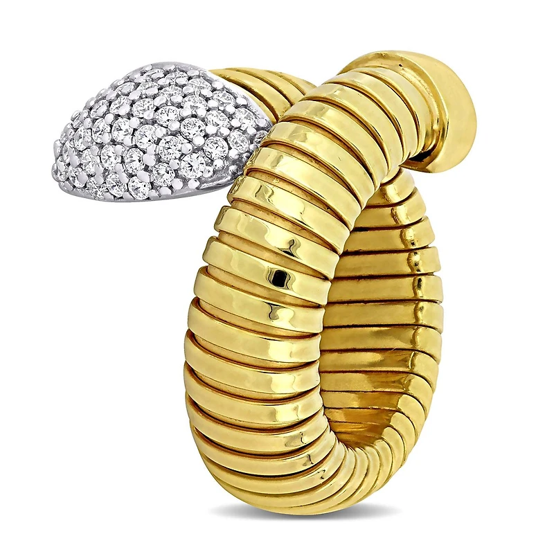Julianna B Yellow Plated Sterling Silver Cubic Zirconia Stretch Ring