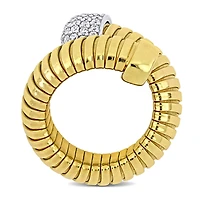 Julianna B Yellow Plated Sterling Silver Cubic Zirconia Stretch Ring