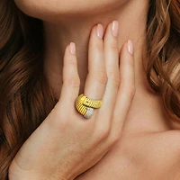 Julianna B Yellow Plated Sterling Silver Cubic Zirconia Stretch Ring