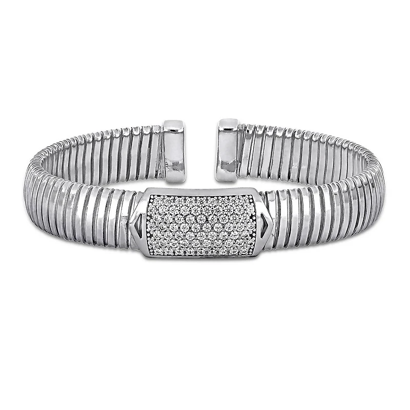 Julianna B Sterling Silver Cubic Zirconia Omega Style Bracelet