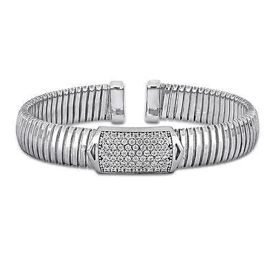 Julianna B Sterling Silver Cubic Zirconia Omega Style Bracelet