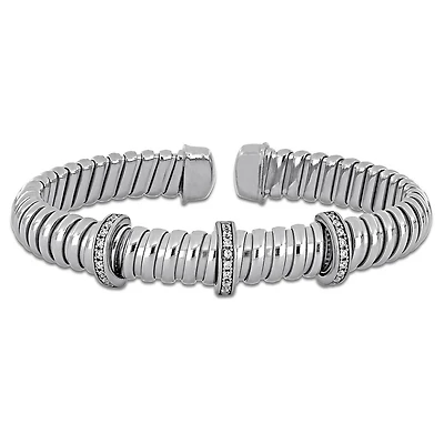 Julianna B Sterling Silver Cubic Zirconia Omega Style Bracelet