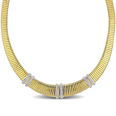 Julianna B Yellow Plated Sterling Silver Cubic Zirconia Stretch Necklace