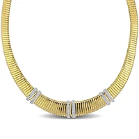 Julianna B Yellow Plated Sterling Silver Cubic Zirconia Stretch Necklace