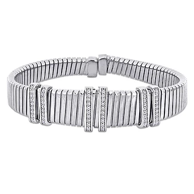Julianna B Sterling Silver Cubic Zirconia Omega Style Bracelet