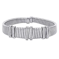 Julianna B Sterling Silver Cubic Zirconia Omega Style Bracelet