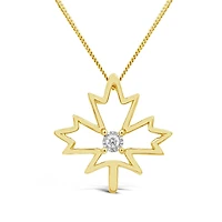 Glacier Fire Canadian Diamond Maple Leaf Pendant in 10K Yellow Gold