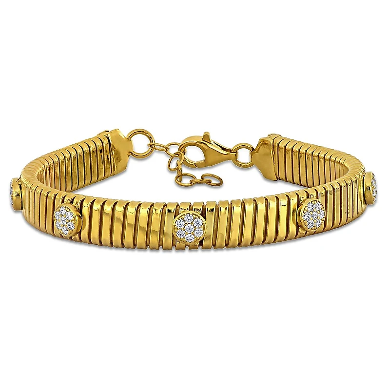 Julianna B Yellow Plated Sterling Silver Cubic Zirconia Omega Style Bracelet