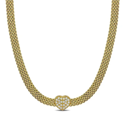 Julianna B Yellow Plated Sterling Silver Cubic Zirconia Omega Style Necklace