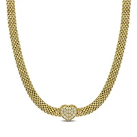 Julianna B Yellow Plated Sterling Silver Cubic Zirconia Omega Style Necklace
