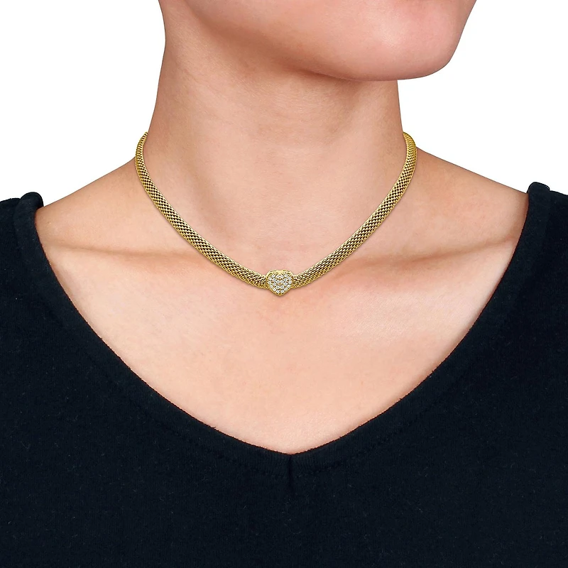 Julianna B Yellow Plated Sterling Silver Cubic Zirconia Omega Style Necklace