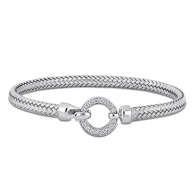 Julianna B Sterling Silver Cubic Zirconia Weave Design Bracelet