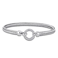 Julianna B Sterling Silver Cubic Zirconia Weave Design Bracelet