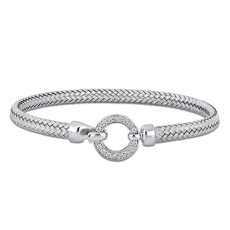Julianna B Sterling Silver Cubic Zirconia Weave Design Bracelet