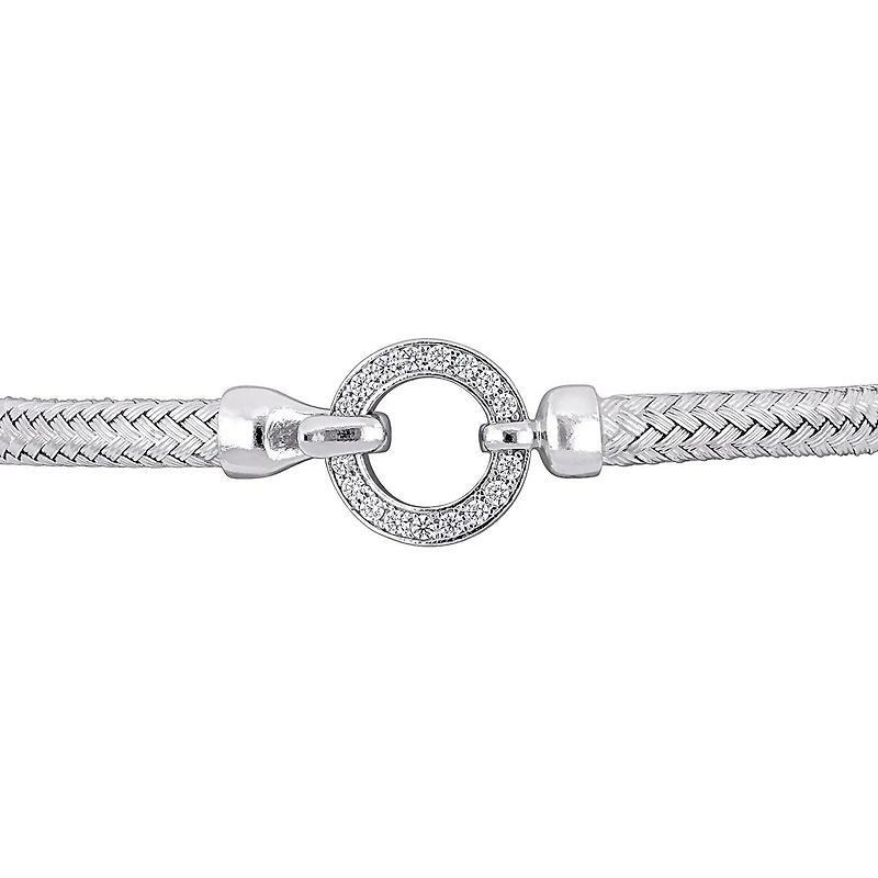 Julianna B Sterling Silver Cubic Zirconia Weave Design Bracelet