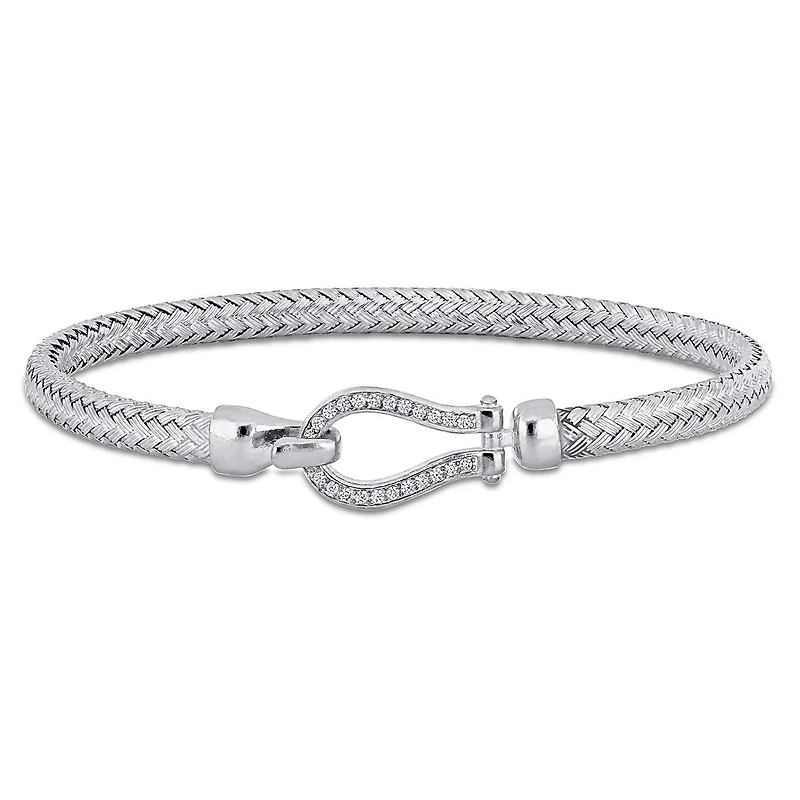 Julianna B Sterling Silver Cubic Zirconia Weave Design Bracelet