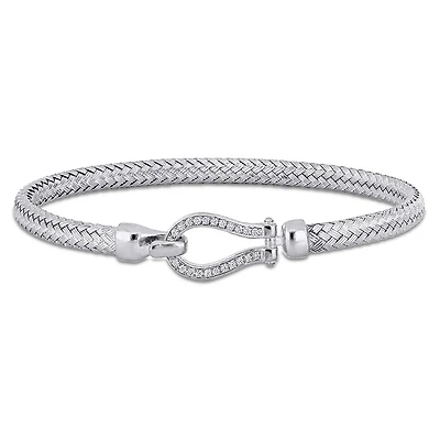 Julianna B Sterling Silver Cubic Zirconia Weave Design Bracelet