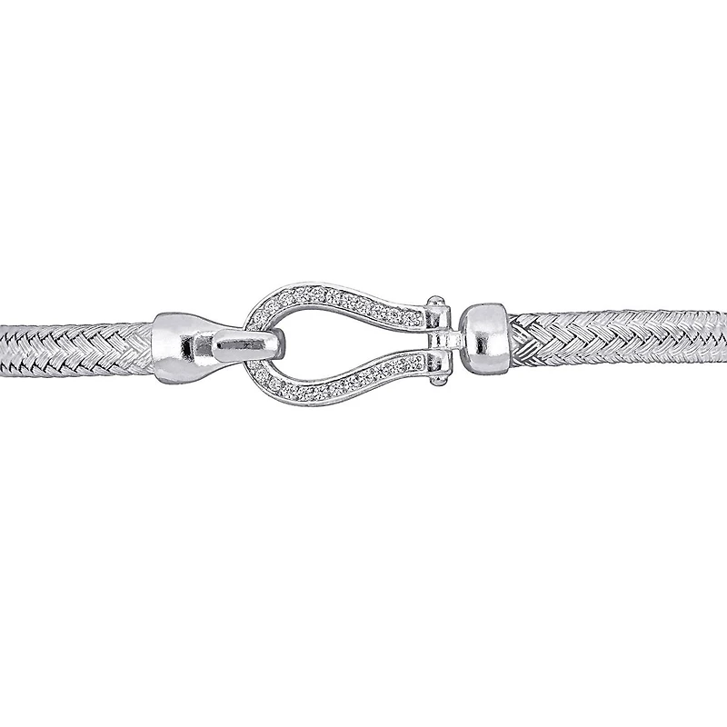 Julianna B Sterling Silver Cubic Zirconia Weave Design Bracelet