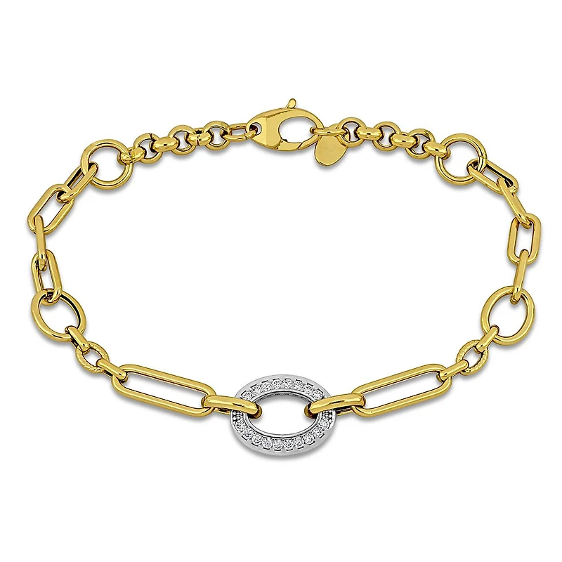 Julianna B 14K Yellow Gold Cubic Zirconia Rolo Link Bracelet 7.5"