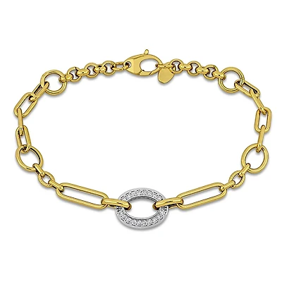 Julianna B 14K Yellow Gold Cubic Zirconia Rolo Link Bracelet 7.5"