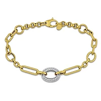 Julianna B 14K Yellow Gold Cubic Zirconia Rolo Link Bracelet 7.5"