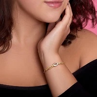 Julianna B 14K Yellow Gold Cubic Zirconia Rolo Link Bracelet 7.5"